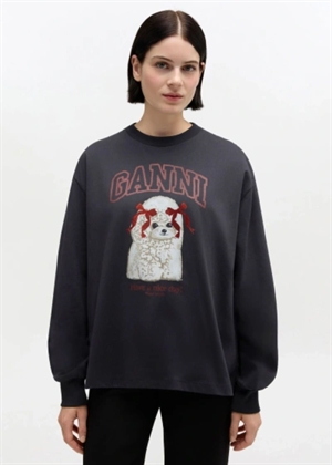 Basic cotton relaxed longsleeve puddle print Phantom A1050036 Ganni 